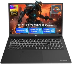 NIMO Portátil para juegos de 17.3", AMD Ryzen 7 7735HS